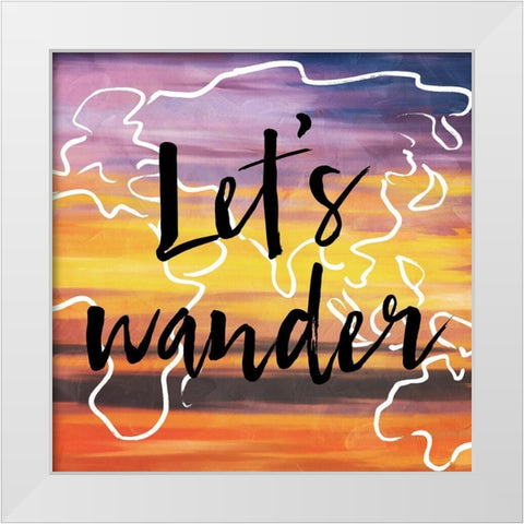 Lets Wander White Modern Wood Framed Art Print by Villa, Milli