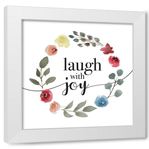 Laugh With Joy White Modern Wood Framed Art Print by Villa, Milli