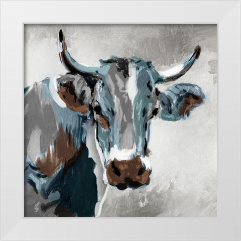 Looking Cow White Modern Wood Framed Art Print by Villa, Milli