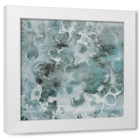 Cool Blue Flower Bursts White Modern Wood Framed Art Print by Villa, Milli