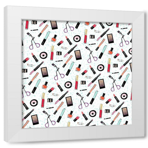 Laid Out Makeup White Modern Wood Framed Art Print by Villa, Milli