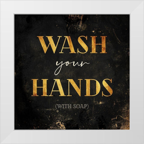 Wash Your Hands White Modern Wood Framed Art Print by Villa, Milli
