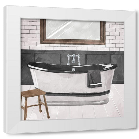 White Wash Bathroom White Modern Wood Framed Art Print by Villa, Milli