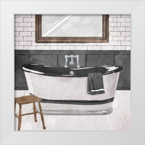 White Wash Bathroom White Modern Wood Framed Art Print by Villa, Milli
