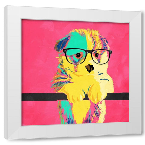 Puppy Vision White Modern Wood Framed Art Print by Villa, Milli