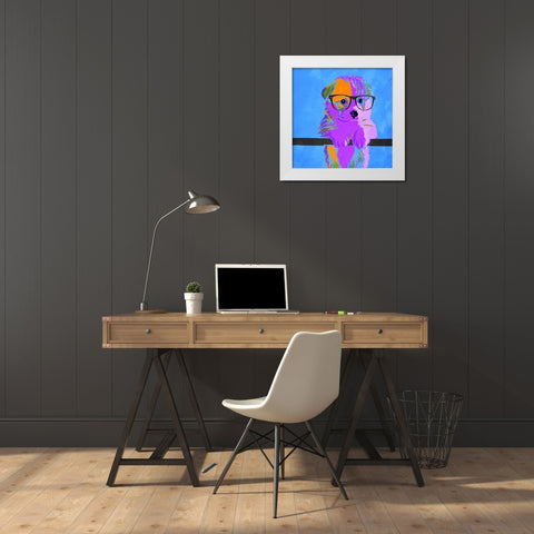 Puppy Vision V2 White Modern Wood Framed Art Print by Villa, Milli