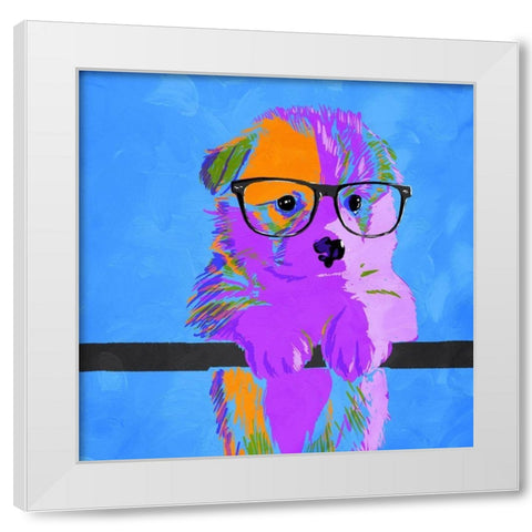 Puppy Vision V2 White Modern Wood Framed Art Print by Villa, Milli