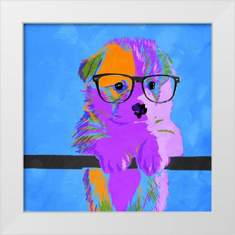 Puppy Vision V2 White Modern Wood Framed Art Print by Villa, Milli