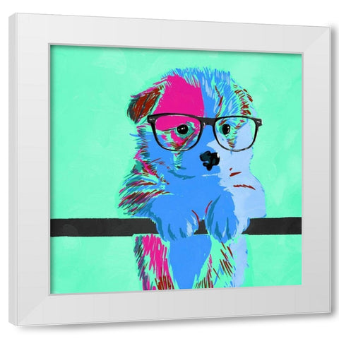 Puppy Vision V3 White Modern Wood Framed Art Print by Villa, Milli