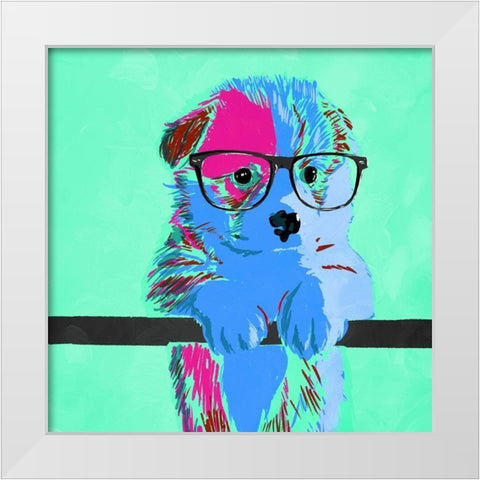 Puppy Vision V3 White Modern Wood Framed Art Print by Villa, Milli