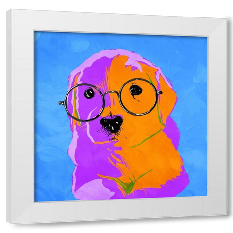 Puppy Eyes V2 White Modern Wood Framed Art Print by Villa, Milli