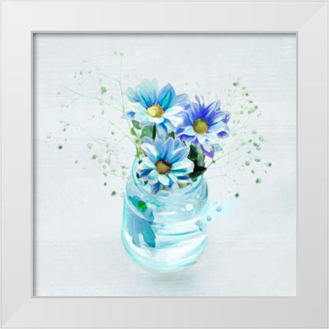 Flowers In Blues White Modern Wood Framed Art Print by Villa, Milli