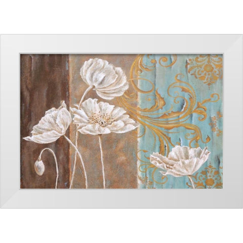 White Poppy and Queen Annes Lace I White Modern Wood Framed Art Print by St. Jean, Nora