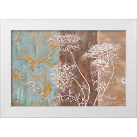 White Poppy and Queen Annes Lace II White Modern Wood Framed Art Print by St. Jean, Nora