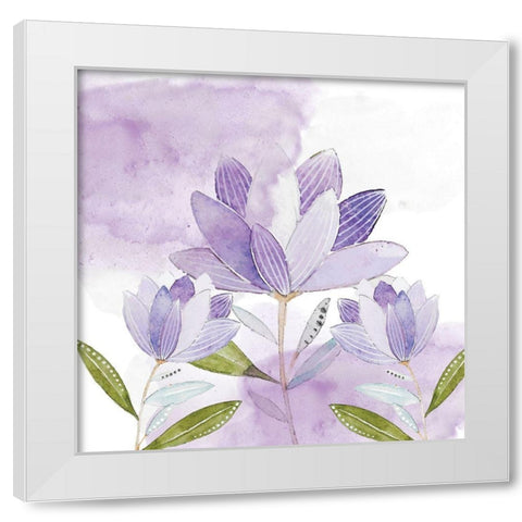 Purple Delight 1 White Modern Wood Framed Art Print by Fraser, Orane