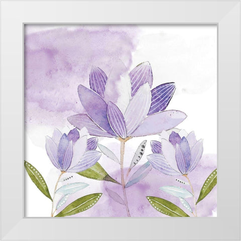Purple Delight 1 White Modern Wood Framed Art Print by Fraser, Orane