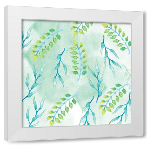 Blue Floral Pattern 2 White Modern Wood Framed Art Print by Fraser, Orane
