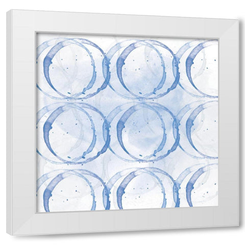 Indigo Circles 1 White Modern Wood Framed Art Print by Fraser, Orane
