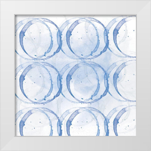 Indigo Circles 1 White Modern Wood Framed Art Print by Fraser, Orane