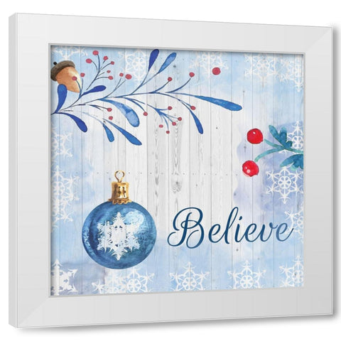Christmas Believe White Modern Wood Framed Art Print by Fraser, Orane