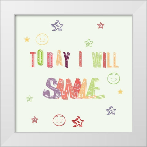 Smile White Modern Wood Framed Art Print by Fraser, Orane