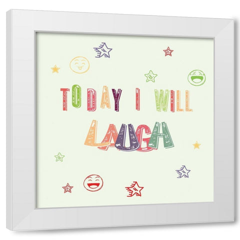 Laugh White Modern Wood Framed Art Print by Fraser, Orane