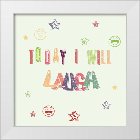 Laugh White Modern Wood Framed Art Print by Fraser, Orane