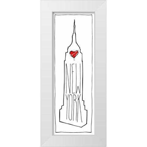 HEART NY White Modern Wood Framed Art Print by OnRei