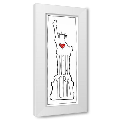 HEART NY B White Modern Wood Framed Art Print by OnRei