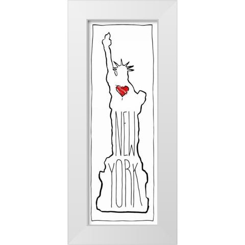 HEART NY B White Modern Wood Framed Art Print by OnRei