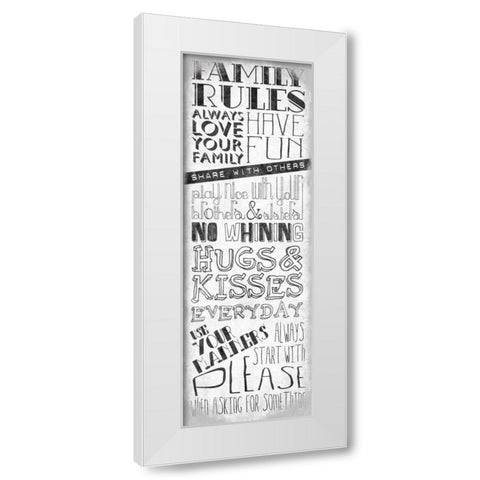 Family Rules Mate White Modern Wood Framed Art Print by OnRei