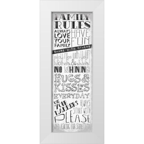 Family Rules Mate White Modern Wood Framed Art Print by OnRei