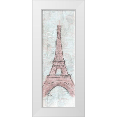 Romantic Eiffel White Modern Wood Framed Art Print by OnRei