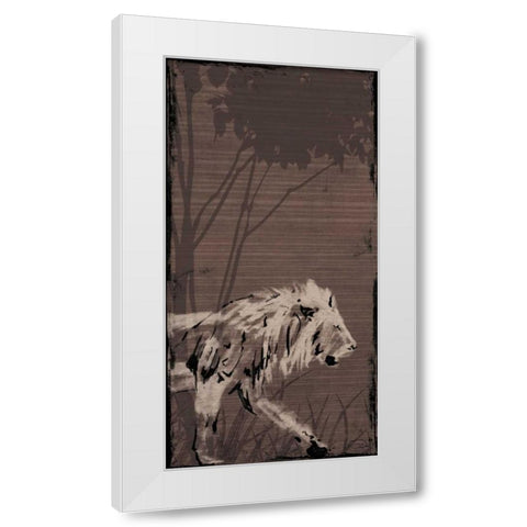 Lion White Modern Wood Framed Art Print by OnRei