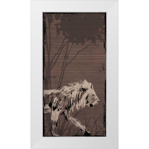 Lion White Modern Wood Framed Art Print by OnRei