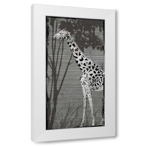 Grey Giraffe White Modern Wood Framed Art Print by OnRei