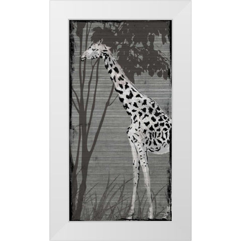 Grey Giraffe White Modern Wood Framed Art Print by OnRei