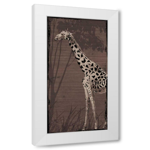 Giraffe White Modern Wood Framed Art Print by OnRei