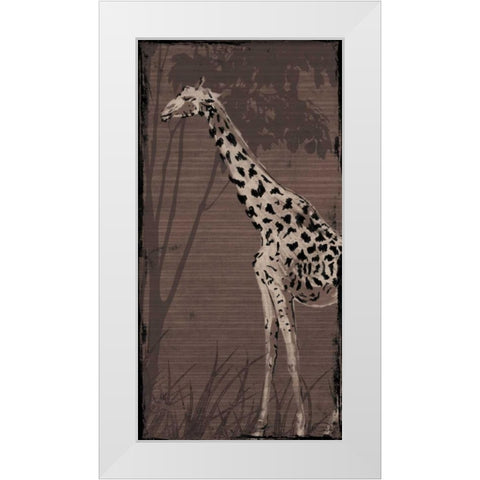 Giraffe White Modern Wood Framed Art Print by OnRei