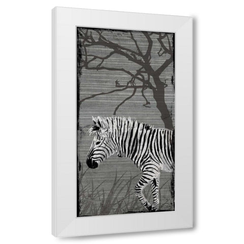 Grey Zebra White Modern Wood Framed Art Print by OnRei