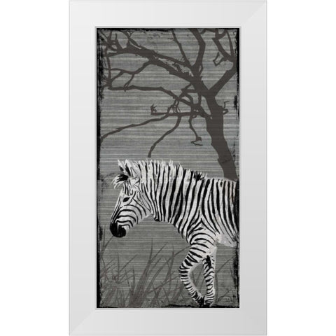 Grey Zebra White Modern Wood Framed Art Print by OnRei