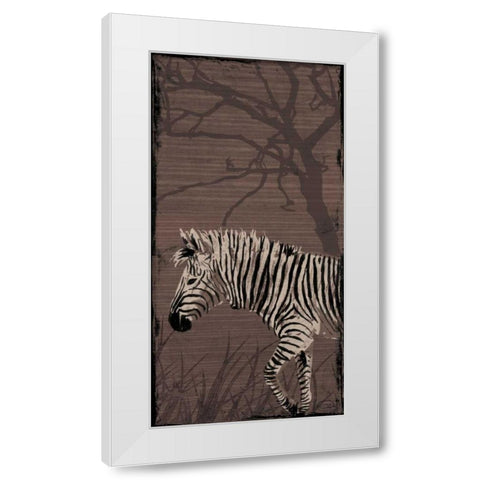 Zebra White Modern Wood Framed Art Print by OnRei