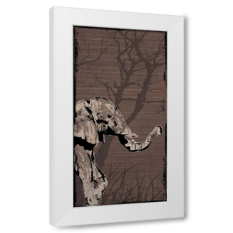 Elephant White Modern Wood Framed Art Print by OnRei