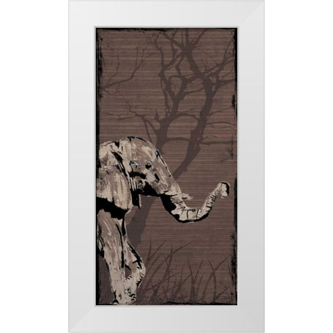 Elephant White Modern Wood Framed Art Print by OnRei