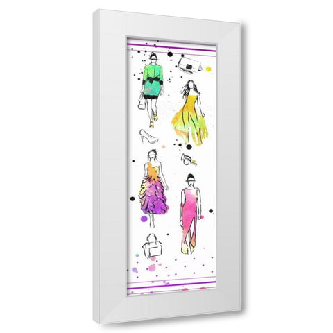 Colorful Dresses White Modern Wood Framed Art Print by OnRei