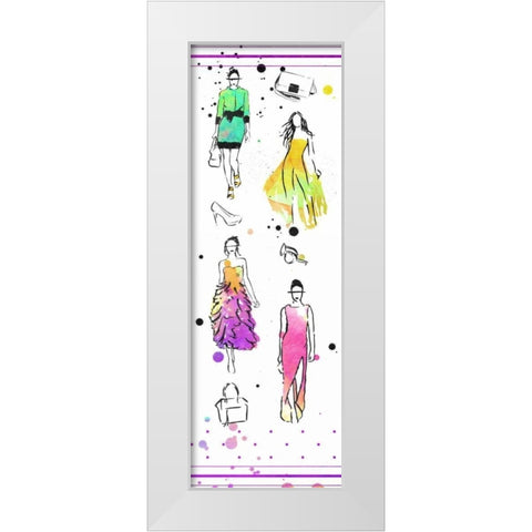 Colorful Dresses White Modern Wood Framed Art Print by OnRei