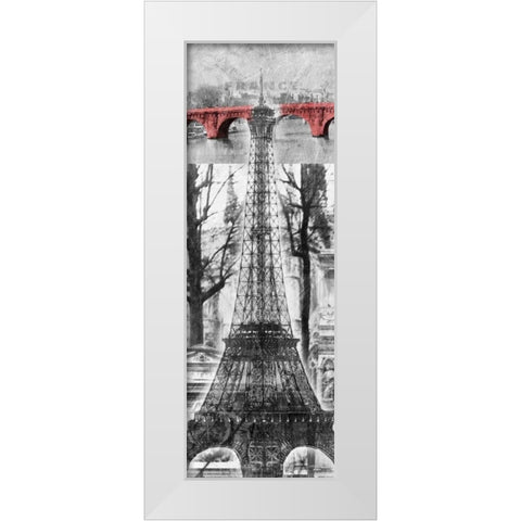 Paris Collage White Modern Wood Framed Art Print by OnRei