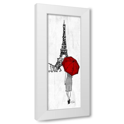 Eiffel Umbrella White Modern Wood Framed Art Print by OnRei