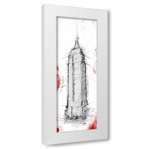 Empire Red Pop Sketch White Modern Wood Framed Art Print by OnRei