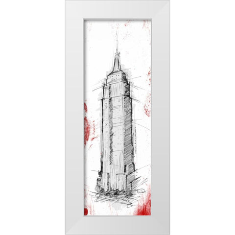 Empire Red Pop Sketch White Modern Wood Framed Art Print by OnRei